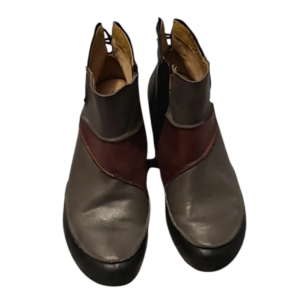 Aetrex gray black maroon booties sz 8.5 ankle boots